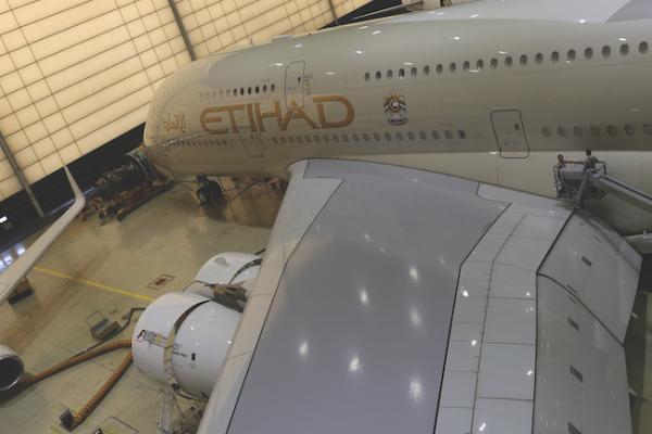 Etihad Airways in the hangar