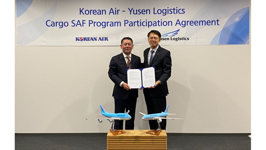 Korean Air and Yusen Logistics are joining forces to further promote the use of sustainable aviation fuel (SAF) in the air cargo industry.