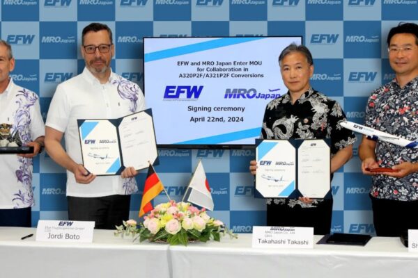 Elbe Flugzeugwerke GmbH (EFW), the Centre of Excellence for Airbus Passenger-to-Freighter (P2F) conversions, and MRO Japan (MJP) have signed a Memorandum of Understanding (MoU) to collaborate on P2F conversions.
