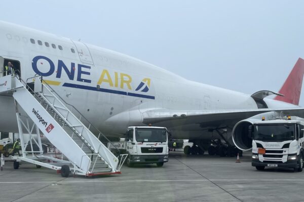 One Air's first flight arrived at East Midlands Airport from Hong Kong