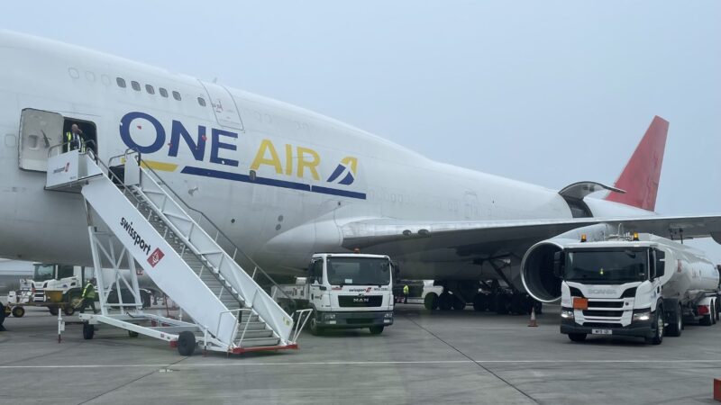 One Air's first flight arrived at East Midlands Airport from Hong Kong