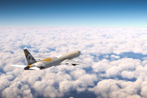 Etihad Airways Boeing 777 in flight