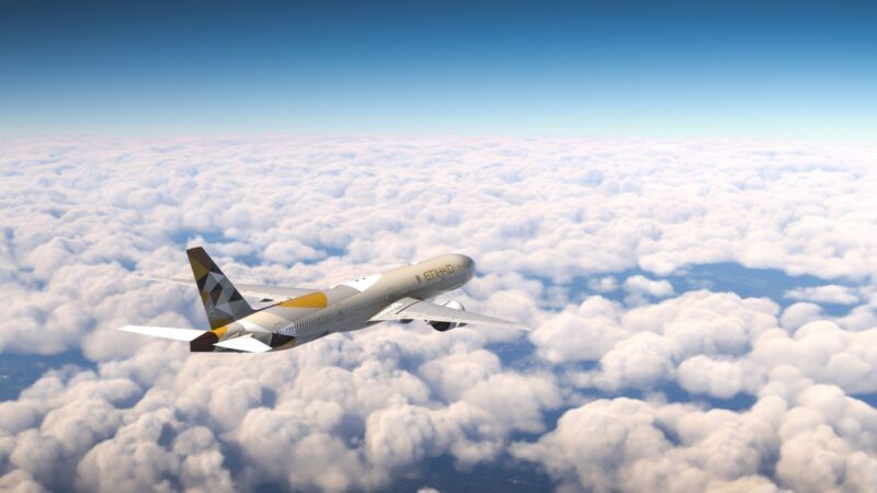 Etihad Airways Boeing 777 in flight