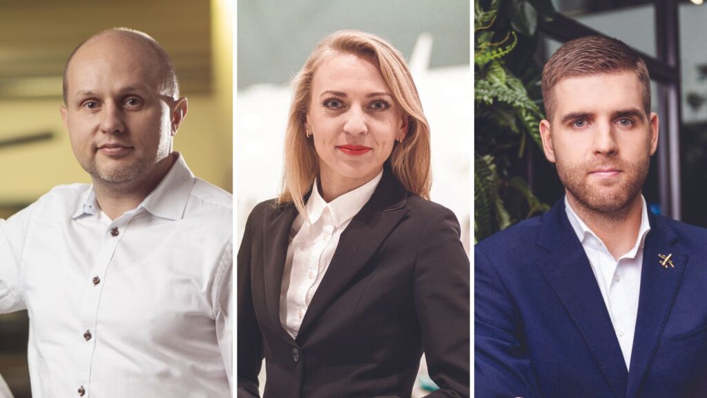 L-R: Jan Kotka, chief operating officer at Magnetic Group; Inga Duglas, chief commercial officer at Magnetic Group; Vilius Grigas, head of sales - base maintenance department at FL Technics.