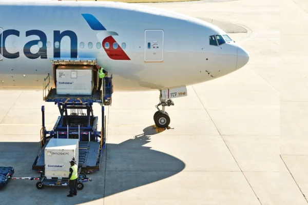 American Airlines Cargo plane with freight being loaded