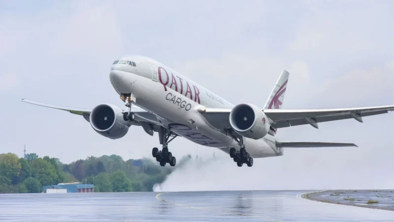 Qatar Airways Cargo plane taking off