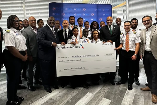 The $150K grant from American Airlines will support Florida Memorial University’s Wayman Aviation Academy.