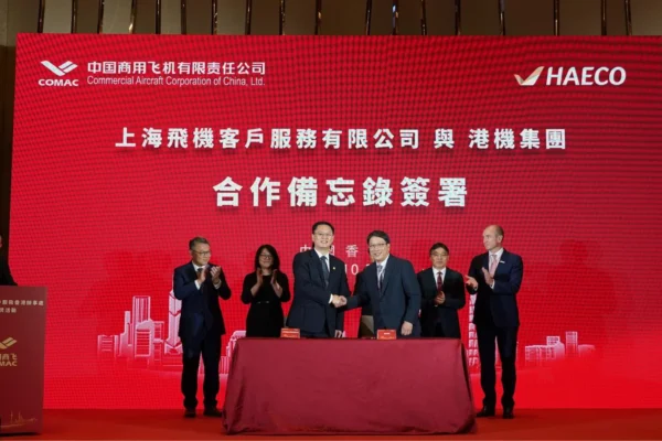Aircraft engineering and MRO services provider HAECO and Shanghai Aircraft Customer Service Co. Ltd. (SACSC), a subsidiary of Commercial Aircraft Corporation of China (COMAC), have signed a Memorandum of Understanding (MoU) to collaborate on airframe, engine and component services.