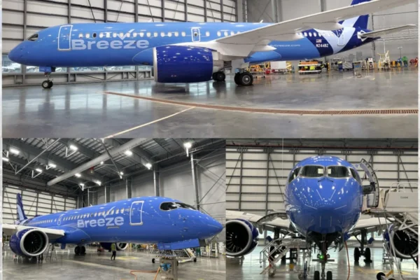 Aircraft leasing company SMBC Aviation Capital has announced the delivery of an Airbus A220-300 aircraft to American low-cost airline Breeze Airways.