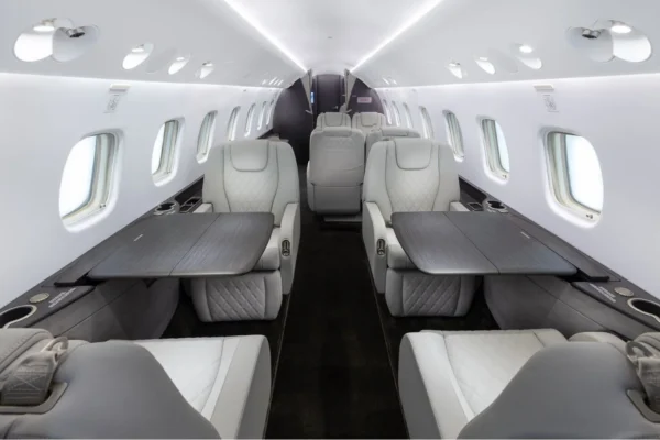 New cabin interior of the Embraer Legacy 650 aircraft.