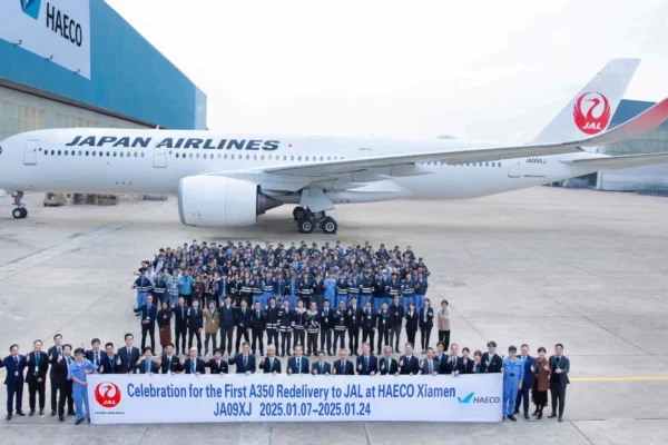 HAECO has announced the successful induction of Japan Airlines’ (JAL) first Airbus A350 for C-checks at its state-of-the-art facilities in Xiamen.