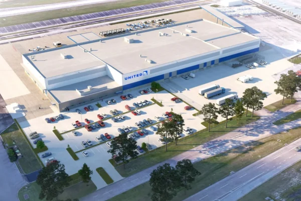 United Airlines' new facility, aerial