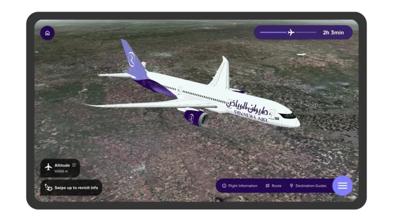 Riyadh Air has announced a collaboration with FlightPath3D to introduce a new inflight map platform for its future Boeing 787-9 Dreamliner fleet.