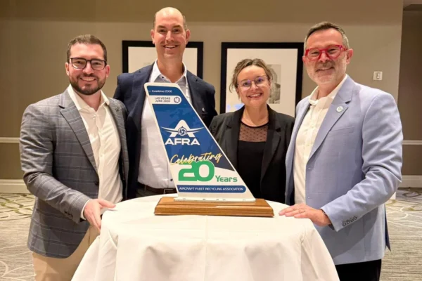 Left to Right: Rafael Ferro (Boeing), Tony Guiliano (Boeing), Christin Datz (Boeing), Lionel G. Roques (AFRA)