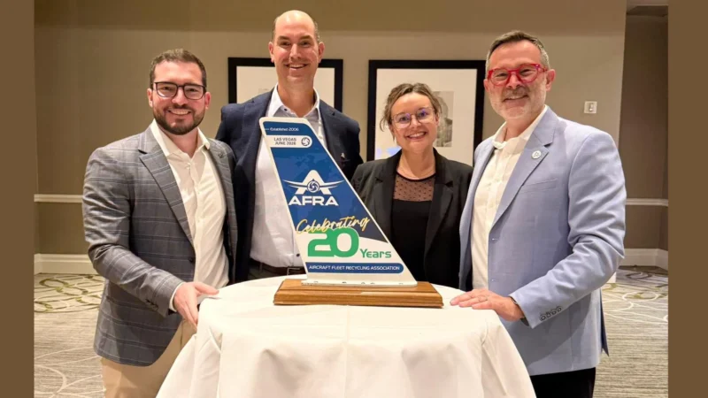 Left to Right: Rafael Ferro (Boeing), Tony Guiliano (Boeing), Christin Datz (Boeing), Lionel G. Roques (AFRA)