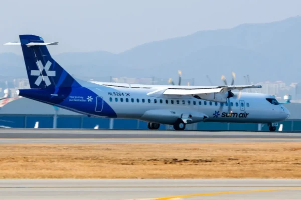 Air's first aircraft landing at Gimpo Airport