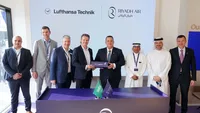 After the contract signing at the Dubai Airshow: Representatives of Riyadh Air and Lufthansa Technik. Credit: Lufthansa Technik
