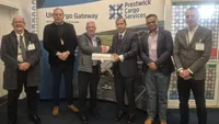 L-R: Kevin Braidwood, deputy chief executive, South Ayrshire Council; Jules Matteoni, operations director, Glasgow Prestwick Airport; Nico Le Roux, cargo business development director, Glasgow Prestwick Airport; Siddharth Malik, Consul General, and officials from the High Commission of India.