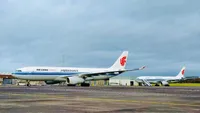 Two Air China Cargo Boeing 777 freighters prepare to be loaded at Glasgow Prestwick Airport.