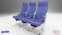 The seat's bespoke Italian design incorporates the airline's signature colours.