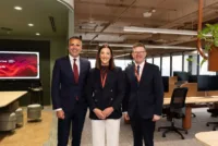 From left: South Australia President Peter Malinauskas, Qantas Group Chief Technology, AI and Transformation Officer Rachel Yangoyan, Minister Chris Picton